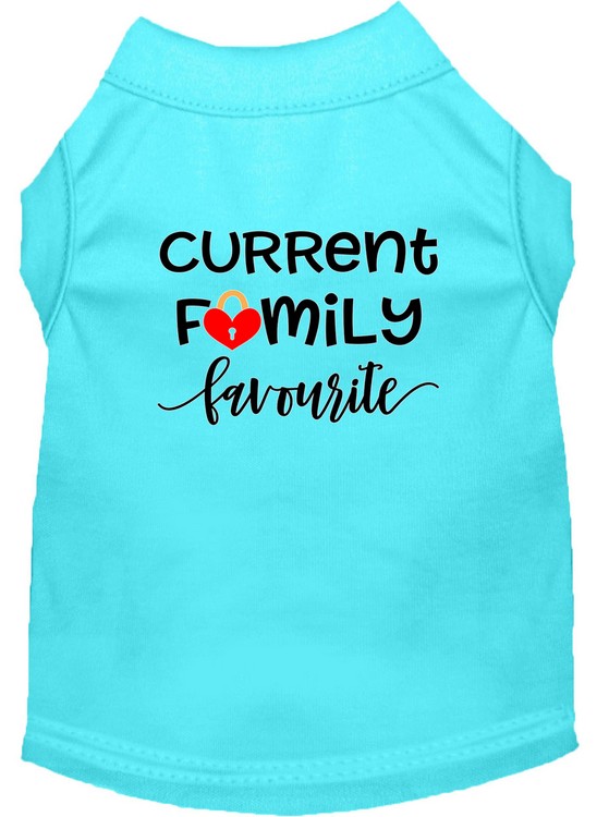 Family Favorite Screen Print Dog Shirt Aqua XL